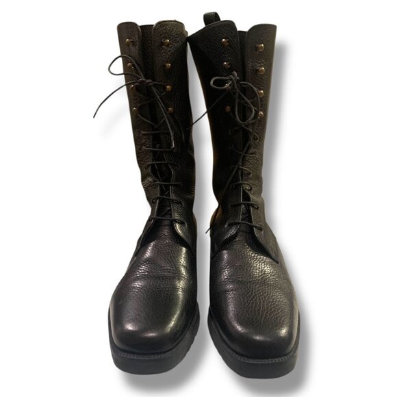 VTG Women’s Steampunk Black Ankle Boots Lace-Up Schoolmarm Witchy Granny Goth - Picture 2 of 9